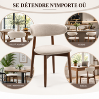 Lot de 2 chaises de salle à manger rembourrées beige – Pieds effet bois