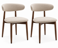 Lot de 2 chaises de salle à manger rembourrées beige – Pieds effet bois