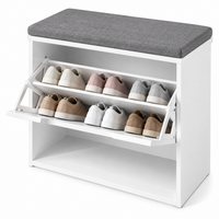 Banc à Chaussures avec Assise Rembourrée et Rangement Basculant