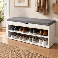 Banc à Chaussures avec Assise Rembourrée et Rangement