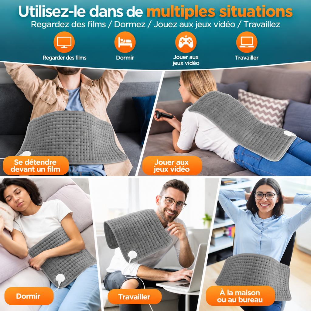 Coussin Chauffant Électrique Multifonction – 60 × 30 cm